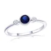 Simona Sterling Silver, Lab-grown Sapphire & Natural Diamond Ring