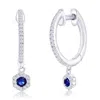 Simona Sterling Silver, Lab-grown Sapphire Hexagon Charm & Natural Diamond Huggies