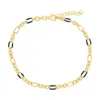 Simona Sterling Silver Linked Black Enamel Anklet - Gold Plated In Gold