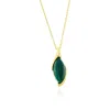 Simona Sterling Silver Marquise Malachite Pendant Necklace - Gold Plated In Green