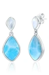 Simona Sterling Silver Mother-of-pearl & Larimar Drop Earrings In Blue