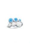 Simona Sterling Silver Mother-of-pearl & Larimar Ring In Metallic