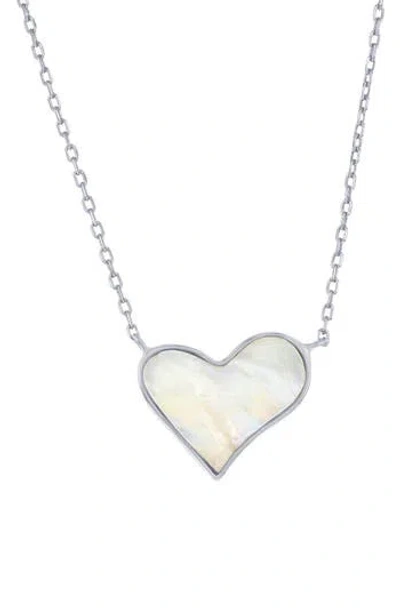 Simona Sterling Silver Mother-of-pearl Heart Pendant Necklace In Gold