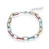 Simona Sterling Silver Multi-color Enamel Paperclip Bracelet In Blue