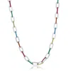 Simona Sterling Silver Multi-color Enamel Paperclip Necklace In Pink