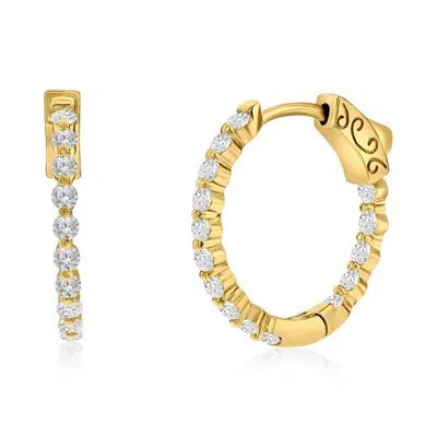 Simona Sterling Silver Or Gold Plated Over Sterling Silver 20mm Inside-outside Round Cz Hoop Earrings
