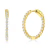Simona Sterling Silver Or Gold Plated Over Sterling Silver 25mm Inside-outside Round Cz Hoop Earrings In Gold