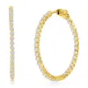 Simona Sterling Silver Or Gold Plated Over Sterling Silver 35mm Inside-outside Round Cz Hoop Earrings In Gold