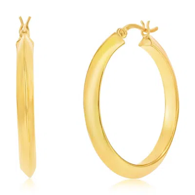 Simona Sterling Silver Or Gold Plated Over Sterling Silver 36mm Flat Hoop Earrings