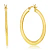 Simona Sterling Silver Or Gold Plated Over Sterling Silver 40mm Polished Flat Hoop Earrings In Gold