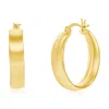Simona Sterling Silver Or Gold Plated Over Sterling Silver 5.5x27mm Fancy Flat Hoop Earrings In Gold