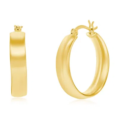Simona Sterling Silver Or Gold Plated Over Sterling Silver 5.5x27mm Fancy Flat Hoop Earrings