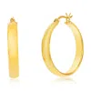 Simona Sterling Silver Or Gold Plated Over Sterling Silver 5x31mm Fancy Flat Hoop In Gold