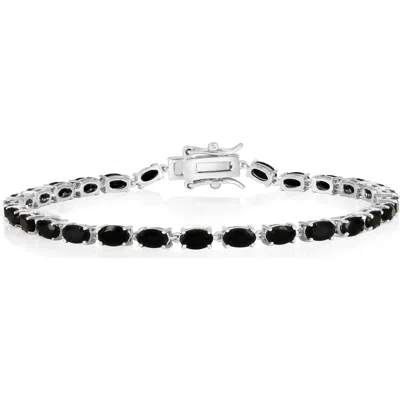 Simona Sterling Silver Oval Cz Tennis Bracelet In Black