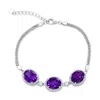 Simona Sterling Silver, Oval Gemstone Bracelet In Purple