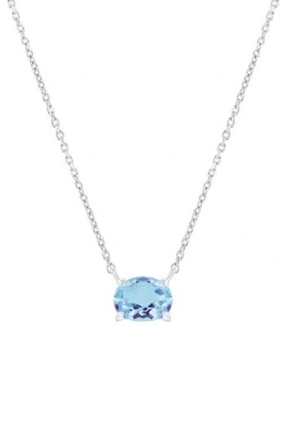 Simona Sterling Silver Oval Semiprecious Stone Pendant Necklace In Pink