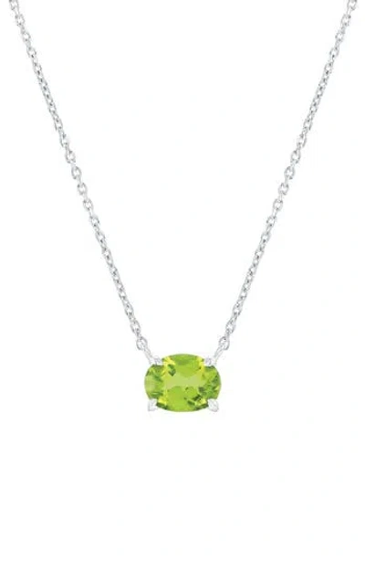 Simona Sterling Silver Oval Semiprecious Stone Pendant Necklace In Purple