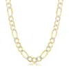 Simona Sterling Silver Pave 7mm Figaro Chain (180 Gauge) - Gold Plated In Multi