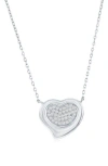 Simona Sterling Silver Pavé Cubic Zirconia Heart Pendant Necklace In Silver