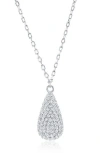 Simona Sterling Silver Pavé Cubic Zirconia Pear Pendant Necklace In Metallic