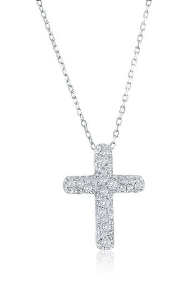 Simona Sterling Silver Pavé Cz Cross Necklace