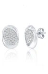 Simona Sterling Silver Pavé Cz Oval Stud Earrings In Silver