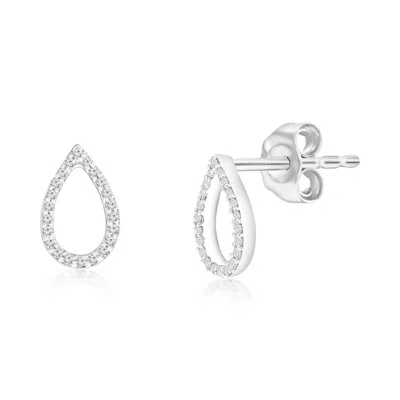 Simona Sterling Silver Pearshaped Diamond Studs