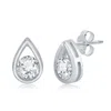 Simona Sterling Silver Pearshaped Earrings W/round 'april Birthstone' Gemstone Studs - White Topaz In White