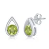 Simona Sterling Silver Pearshaped Earrings W/round 'august Birthstone' Gemstone Studs - Peridot In Green