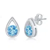 Simona Sterling Silver Pearshaped Earrings W/round 'december Birthstone' Gemstone Studs - Swiss Blue Topaz In Blue