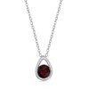 Simona Sterling Silver Pearshaped Necklace W/round 'january Birthstone' Gem - Garnet In Red