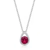 Simona Sterling Silver Pearshaped Necklace W/round 'july Birthstone' - Ruby In Red