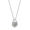 Simona Sterling Silver Pearshaped Necklace W/round 'june Birthstone' - Alexandrite In Brown
