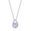 Simona Sterling Silver Pearshaped Necklace W/round 'october Birthstone' Gem - Pink Amethyst In Pink