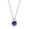 Simona Sterling Silver Pearshaped Necklace W/round 'september Birthstone' - Sapphire In Blue