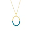 Simona Rose Enamel Oval Pendant Necklace In Blue