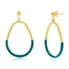 Simona Sterling Silver, Petrolio Enamel Pear-shaped Earrings - Gold Plated In Blue
