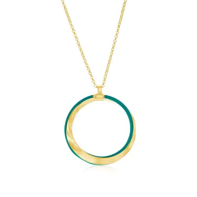 Simona Sterling Silver, Petrolio Enamel Twist Necklace - Gold Plated In Blue