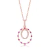 Simona Sterling Silver Rose Double Circle, Ruby Cz Pendant - Rose Gold Plated In Multi
