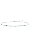 Simona Sterling Silver Round Cubic Zirconia Tennis Anklet In Green