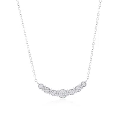 Simona Sterling Silver Round Curved Bar Diamond Necklace