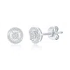 Simona Sterling Silver Round Halo Diamond Studs