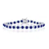 Simona Sterling Silver Round Halo White & Simulated Ruby Linked Bracelet In Red