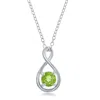 Simona Sterling Silver Round Infinity Design Necklace In Green