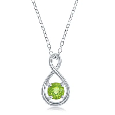 Simona Sterling Silver Round Infinity Design Necklace In Green