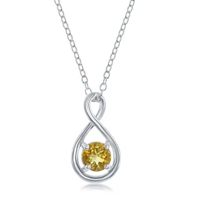 Simona Sterling Silver Round Infinity Design Necklace In Yellow
