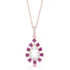 Simona Sterling Silver Ruby Cz Pearshaped Pendant - Rose Gold Plated In Multi