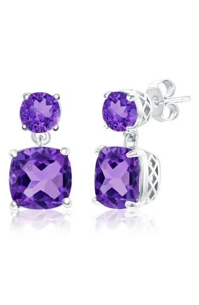 Simona Sterling Silver Semiprecious Stone Drop Earrings In Purple
