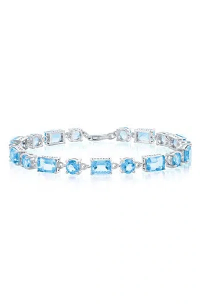 Simona Sterling Silver Semiprecious Stone Line Bracelet In Blue