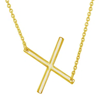 Simona Sterling Silver Sideways Initial Necklace - Gold Plated In Multi